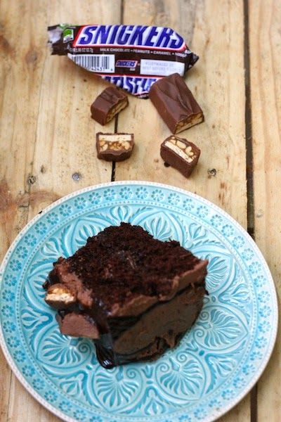 Bizcocho-chocolate-snickers Pastel-chocolate-snickers