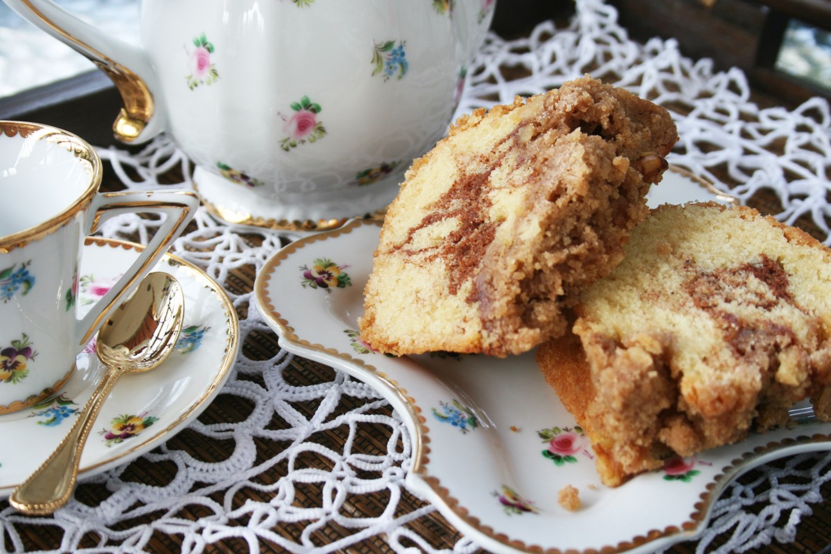 Cinammon Swirl Coffee Cake, o Pastel de Café con remolino de canela